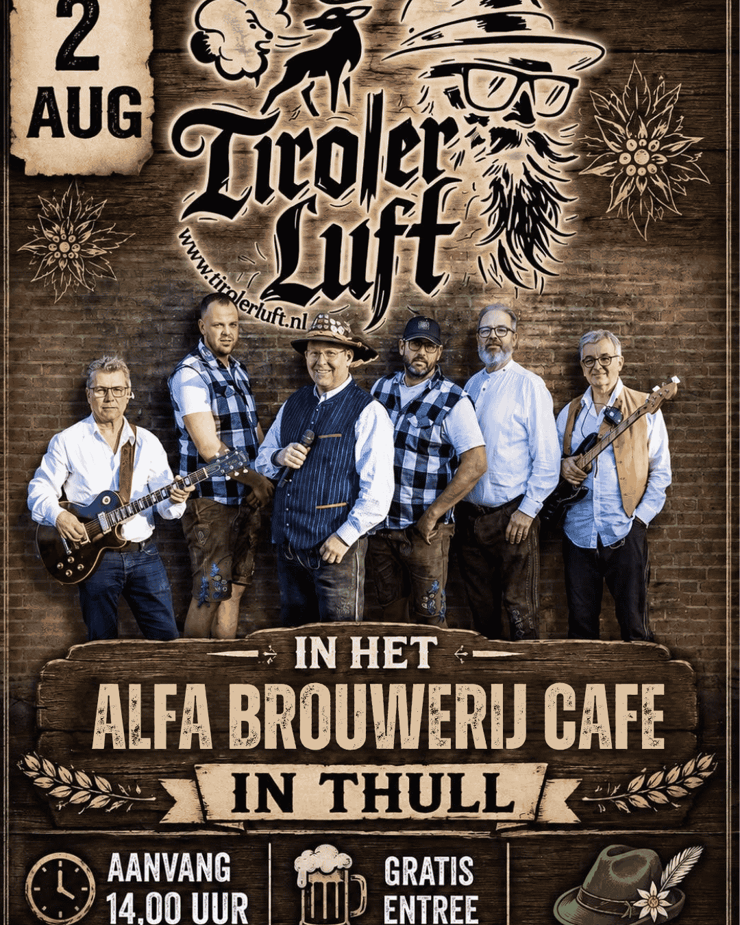 Tiroler Luft live muziek bij Alfa Brouwerijcafé